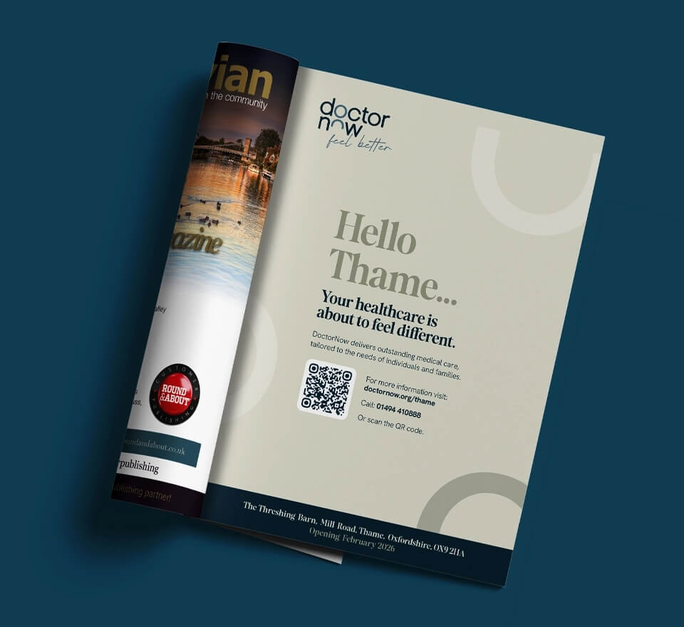DoctorNow A4 print ad mockup in magazine