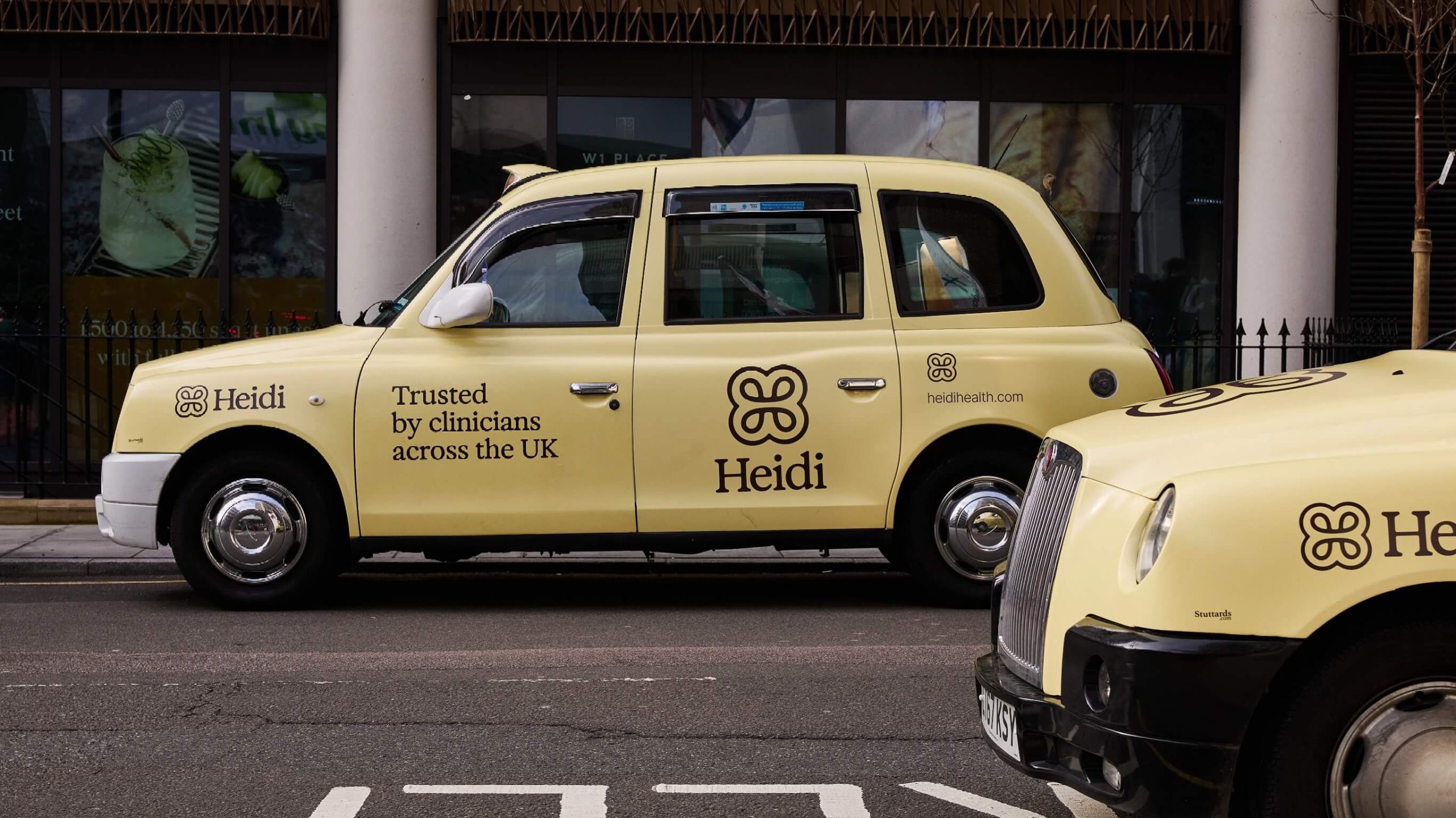 London taxi with Heidi brand advertising