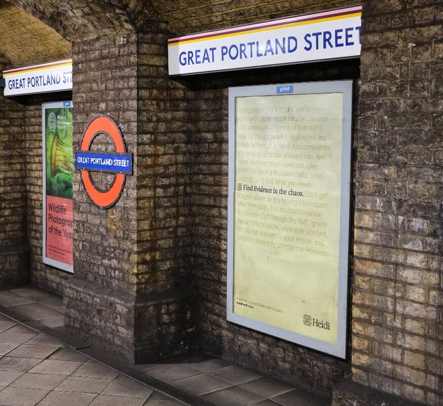 Heidi ad in the London Underground